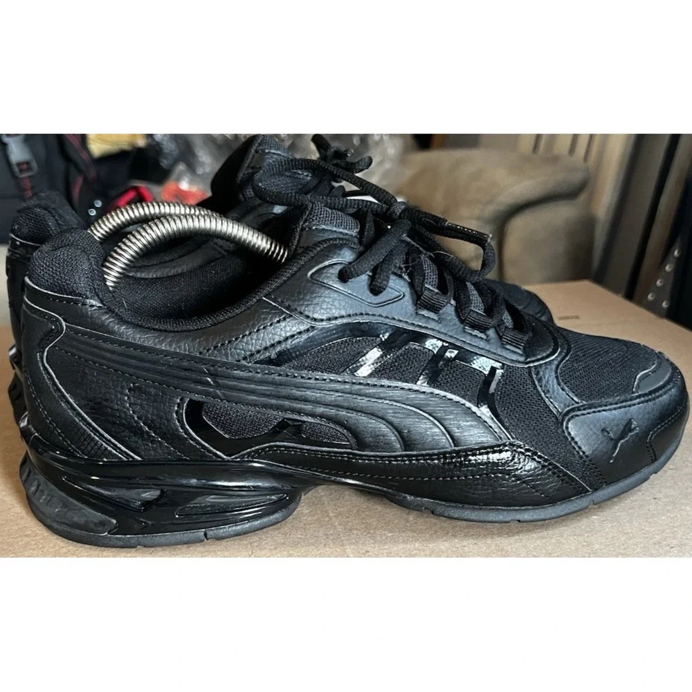 PUMA Respin Men's Size 9.5 Lace Up Triple Black Sneakers Casual Shoes 382724-04